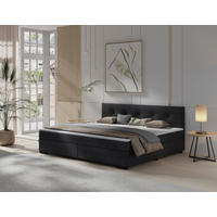 BOXSPRINGBETT 240/200 cm,  in Anthrazit, gepolstertes Kopfteil, Topper, H3 + H3 = fest  - Anthrazit/Schwarz, MODERN, Karton/Holz (240/200cm) - MID.YOU