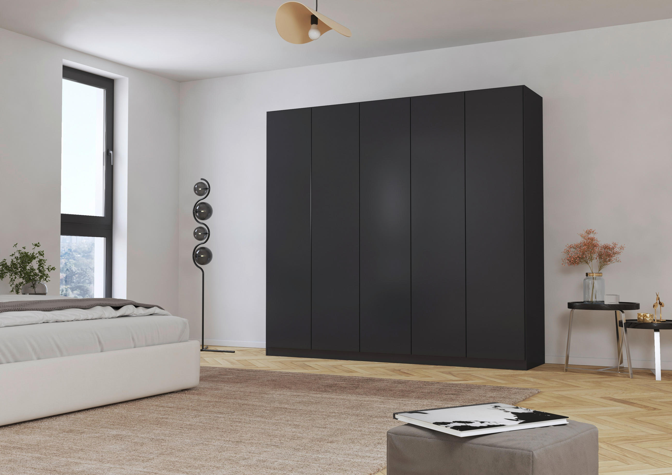 FALTTÜRENSCHRANK in Dunkelgrau  - Dunkelgrau, Holzwerkstoff (226/210/54cm) - Boxxx