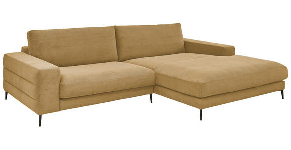 ECKSOFA in Feincord Gelb, Grün 293/207 cm - Gelb/Schwarz, Design, Textil/Metall (293/207cm) - Dieter Knoll