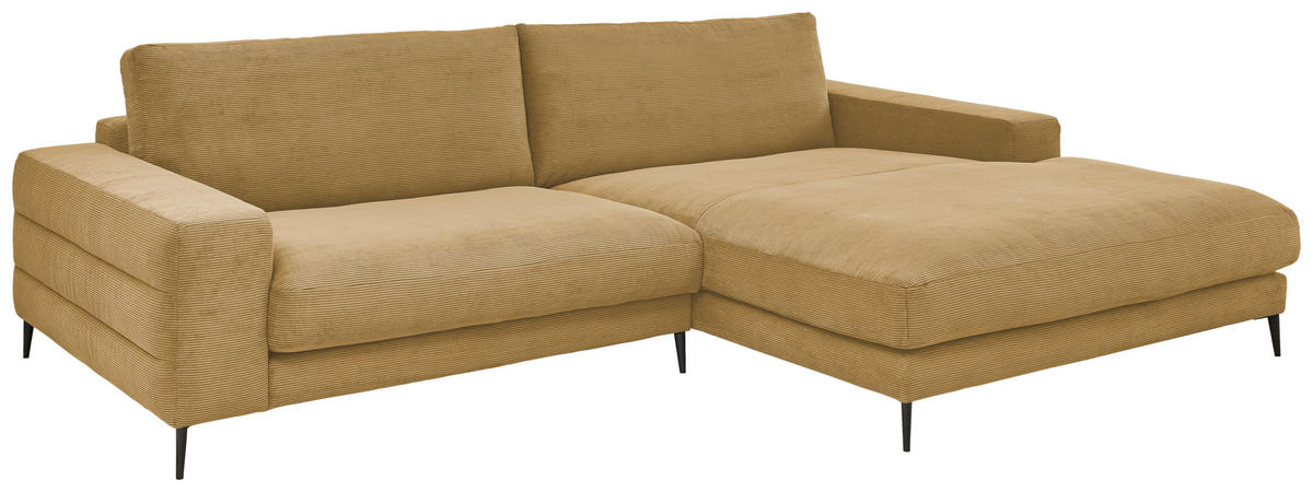 ECKSOFA in Feincord Gelb, Grün  - Gelb/Schwarz, Design, Textil/Metall (293/207cm) - Dieter Knoll