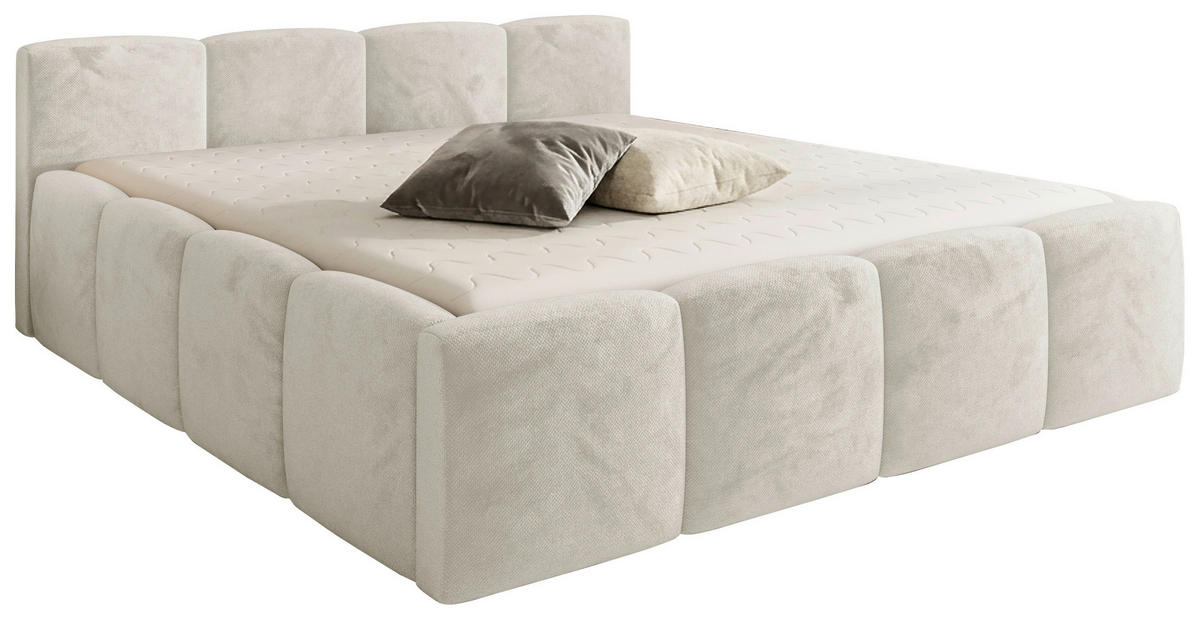 POLSTERBETT 180/200 cm,  in Beige, gepolstertes Kopfteil, Lattenrost, Bettkasten,  - Beige/Schwarz, MODERN, Holz/Textil (180/200cm) - Chameo