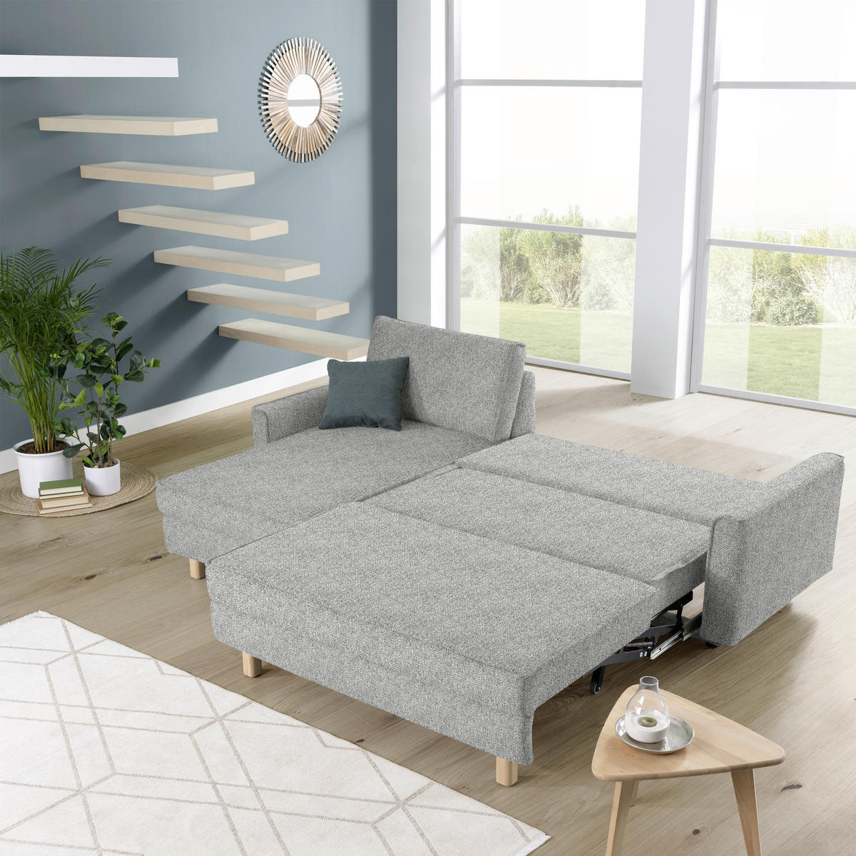 ECKSOFA  in Mikrovelours Naturfarben  170/237 cm  - Eichefarben/Naturfarben, KONVENTIONELL, Holz/Textil (170/237cm) - Sedda