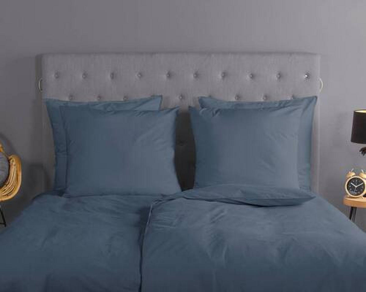 BETTWÄSCHE Uni Denim Renforcé 135/200 cm  - Dunkelblau, Basics, Textil (135/200cm)