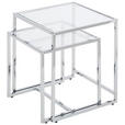 BEISTELLTISCHSET quadratisch Klar, Chromfarben  - Klar/Chromfarben, Design, Glas/Metall (40-45/40-45/40-50cm) - Carryhome