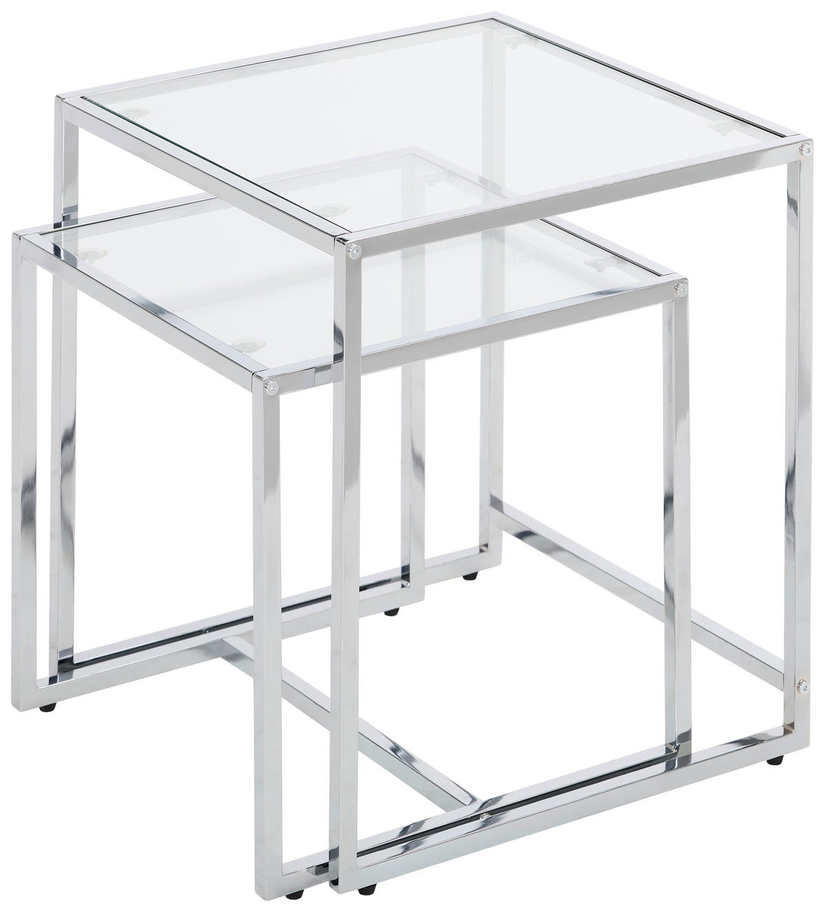 BEISTELLTISCHSET quadratisch Klar, Chromfarben  - Klar/Chromfarben, Design, Glas/Metall (40-45/40-45/40-50cm) - Carryhome