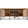 SIDEBOARD 180/75/41 cm  - Schwarz/Sonoma Eiche, MODERN, Holzwerkstoff/Metall (180/75/41cm) - Novel