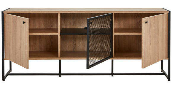 SIDEBOARD 180/75/41 cm  - Schwarz/Sonoma Eiche, MODERN, Holzwerkstoff/Metall (180/75/41cm) - Novel