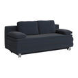 BOXSPRINGSOFA in Flachgewebe Dunkelblau  - Silberfarben/Dunkelblau, Design, Textil/Metall (202/96/105cm) - Carryhome