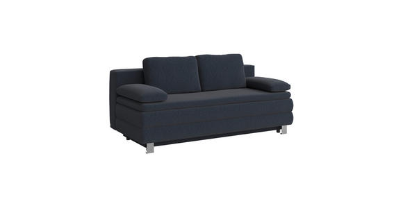 BOXSPRINGSOFA in Flachgewebe Dunkelblau  - Silberfarben/Dunkelblau, Design, Textil/Metall (202/96/105cm) - Carryhome