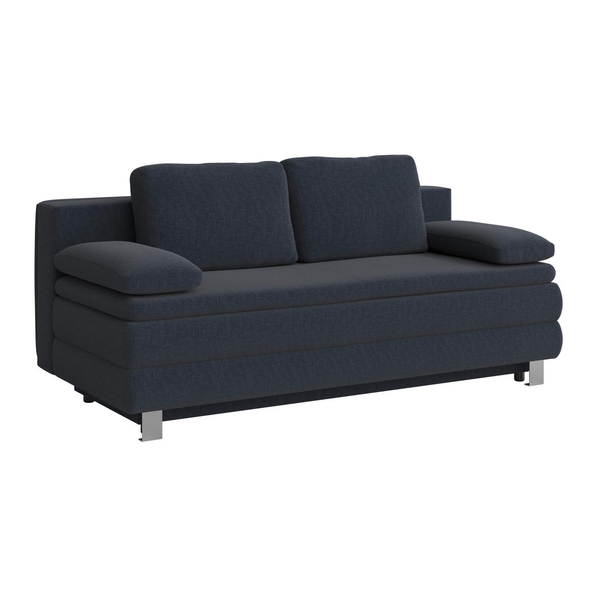 BOXSPRINGSOFA in Flachgewebe Dunkelblau  - Silberfarben/Dunkelblau, Design, Textil/Metall (202/96/105cm) - MID.YOU