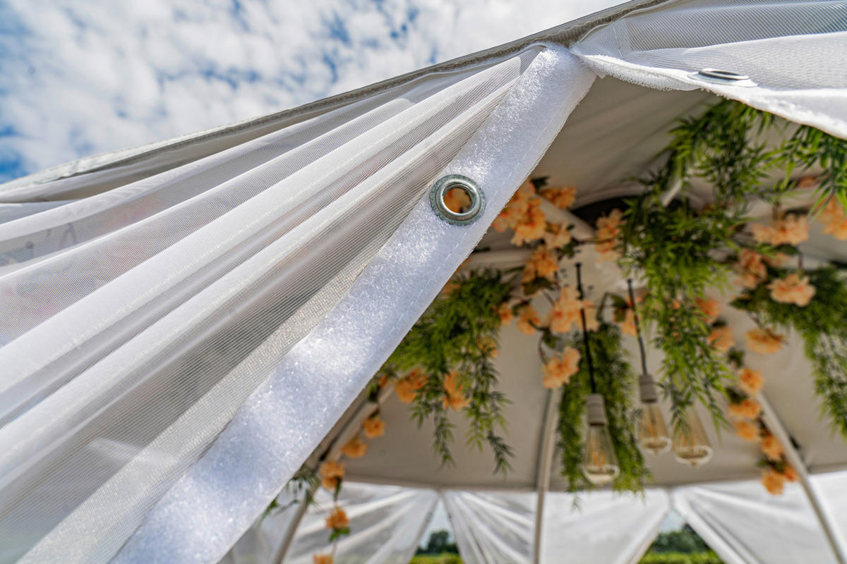 PAVILLON 303/230/303 cm Aluminium  - Silberfarben/Weiß, Basics, Textil/Metall (303/230/303cm)
