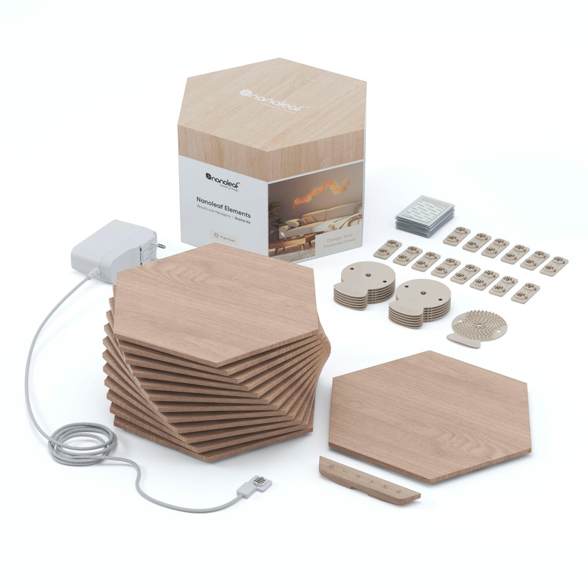 NANOLEAF HEXAGONS 13ER NANOLEAF WOOD LOOK HEXAGONS 23/0,6/20 cm   - Braun/Naturfarben, Basics, Kunststoff (23/0,6/20cm)