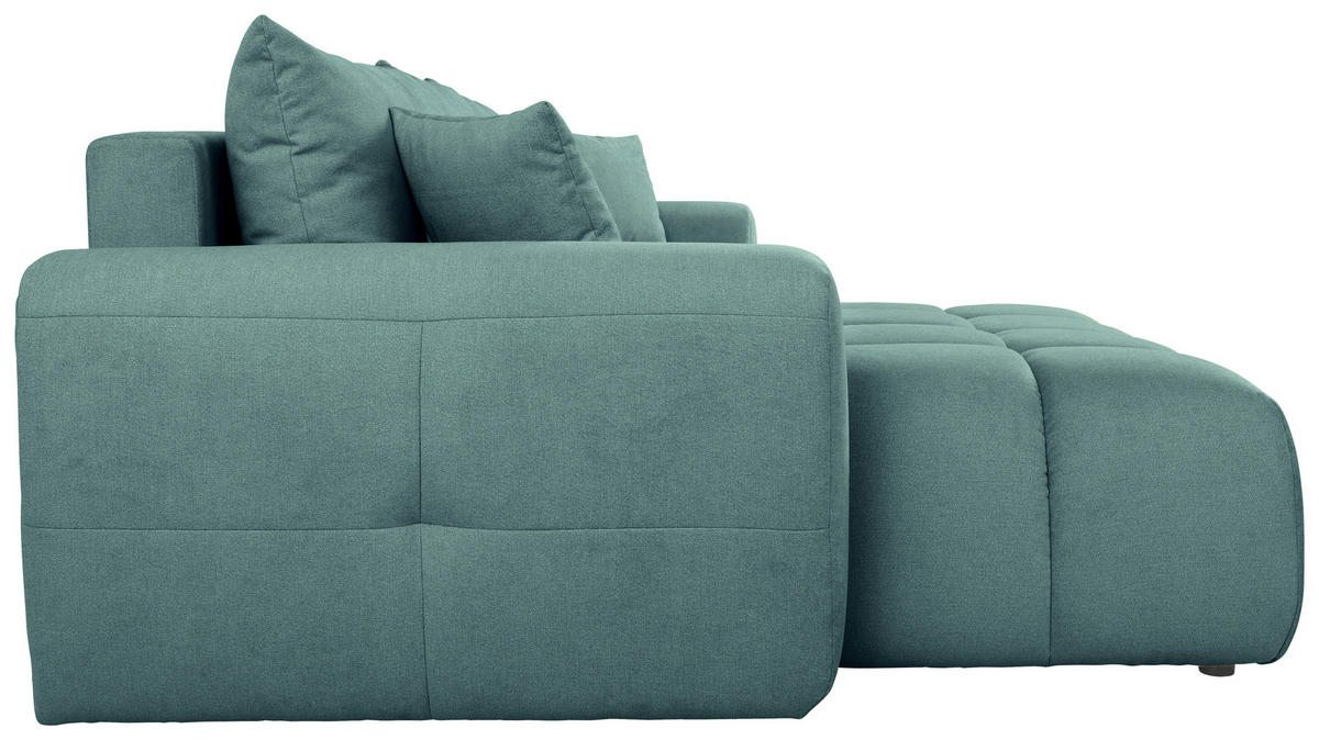 ECKSOFA Petrol Velours  - Petrol/Schwarz, KONVENTIONELL, Kunststoff/Textil (168/298cm) - Carryhome