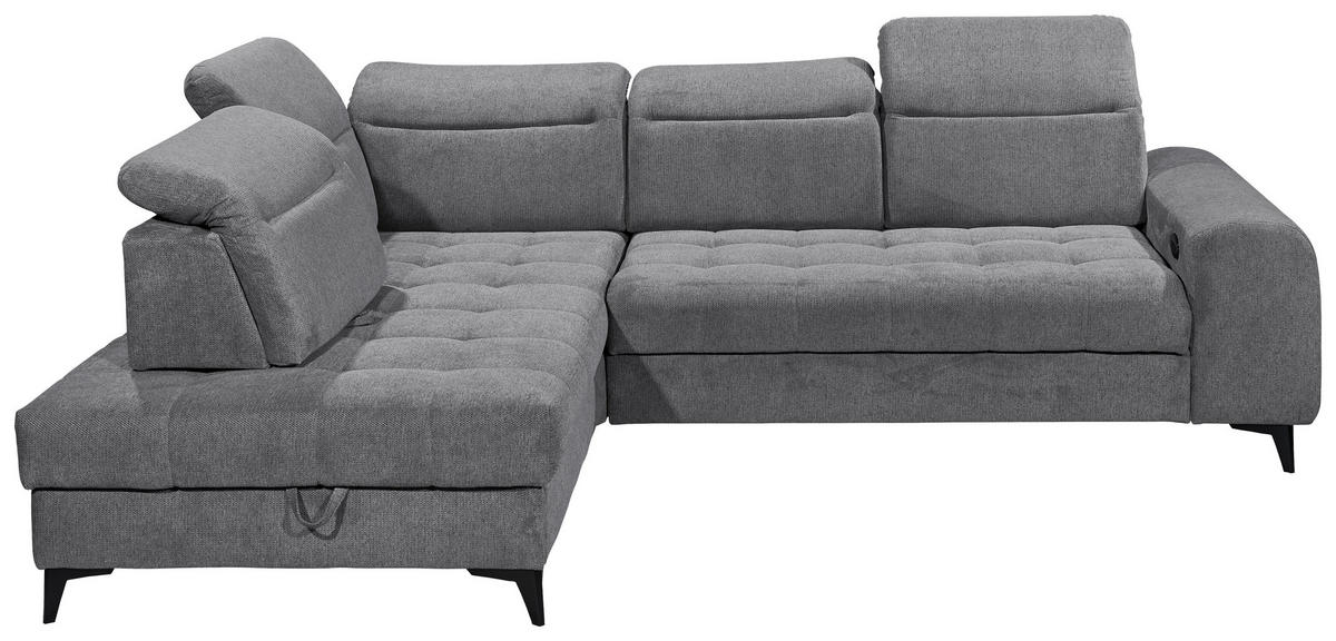 ECKSOFA in Webstoff Anthrazit  - Anthrazit/Schwarz, Konventionell, Kunststoff/Textil (200/282cm) - MID.YOU