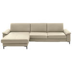 ECKSOFA  in Echtleder Creme, Naturfarben  176/334 cm  - Creme/Schwarz, Design, Leder/Metall (176/334cm) - Dieter Knoll