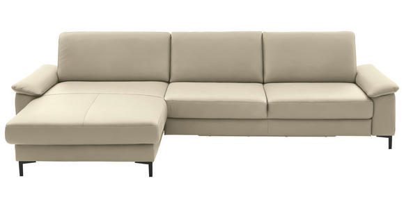 ECKSOFA  in Echtleder Creme, Naturfarben  176/334 cm  - Creme/Schwarz, Design, Leder/Metall (176/334cm) - Dieter Knoll