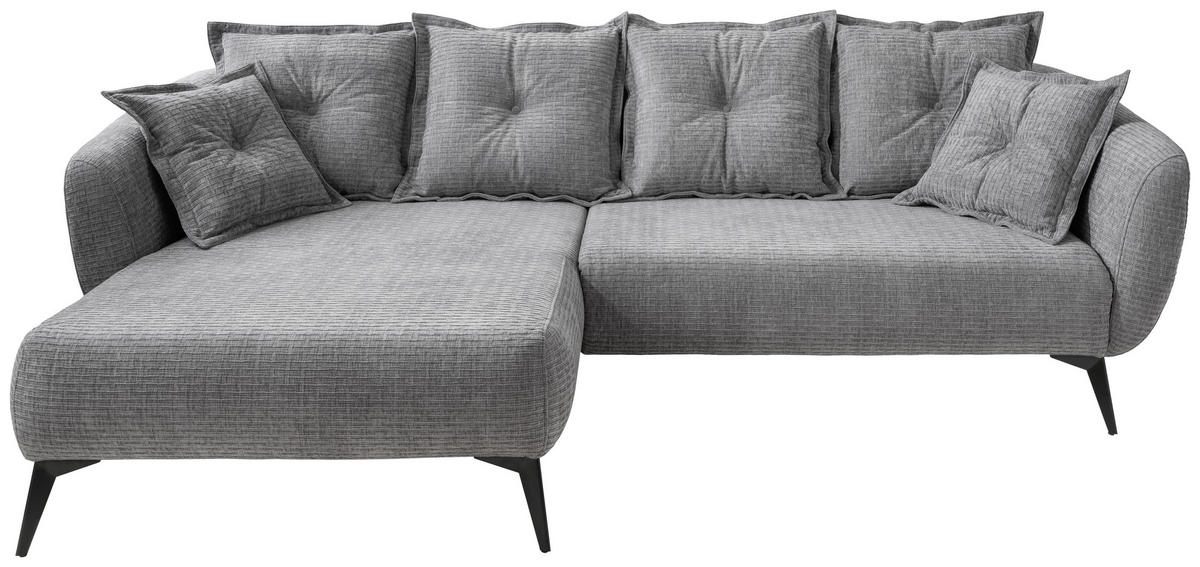 ECKSOFA Grau Mikrofaser  - Schwarz/Grau, MODERN, Textil/Metall (162/277cm) - Livetastic