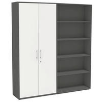 AKTENSCHRANK Anthrazit, Weiß  - Anthrazit/Weiß, MODERN, Holzwerkstoff (168,8/185,6/33cm) - MID.YOU