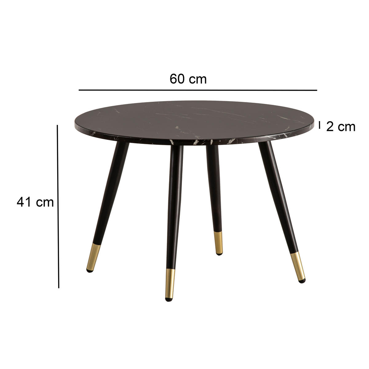 COUCHTISCH in Holzwerkstoff 60/60/41 cm  - Goldfarben/Schwarz, Design, Holzwerkstoff/Metall (60/60/41cm) - MID.YOU