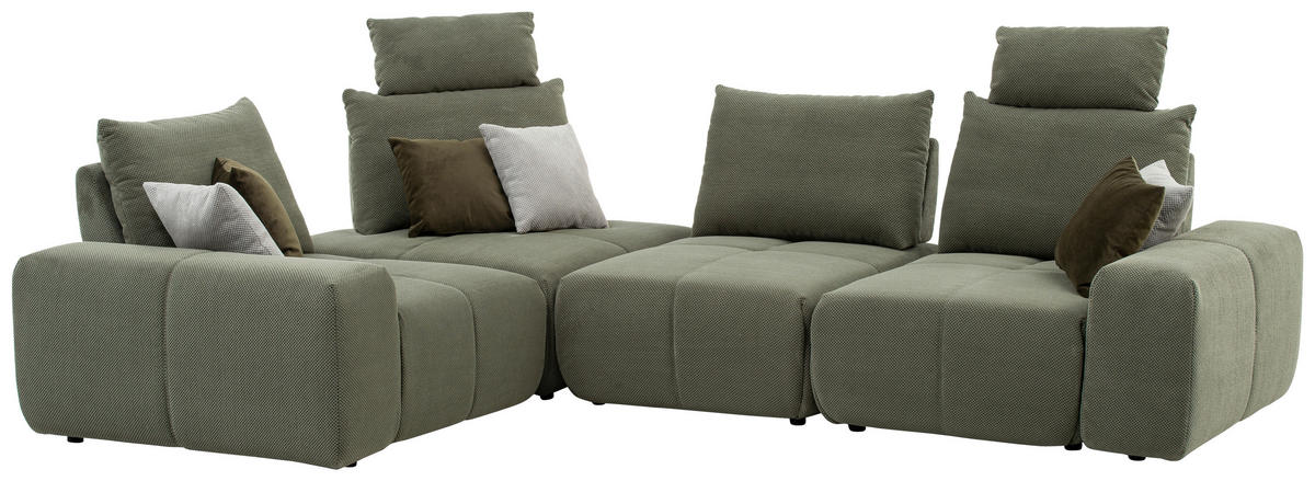 SEDACÍ SOUPRAVA, textil, olivově zelená - černá/olivově zelená, Design, textil/plast (236/94/326cm) - Xora