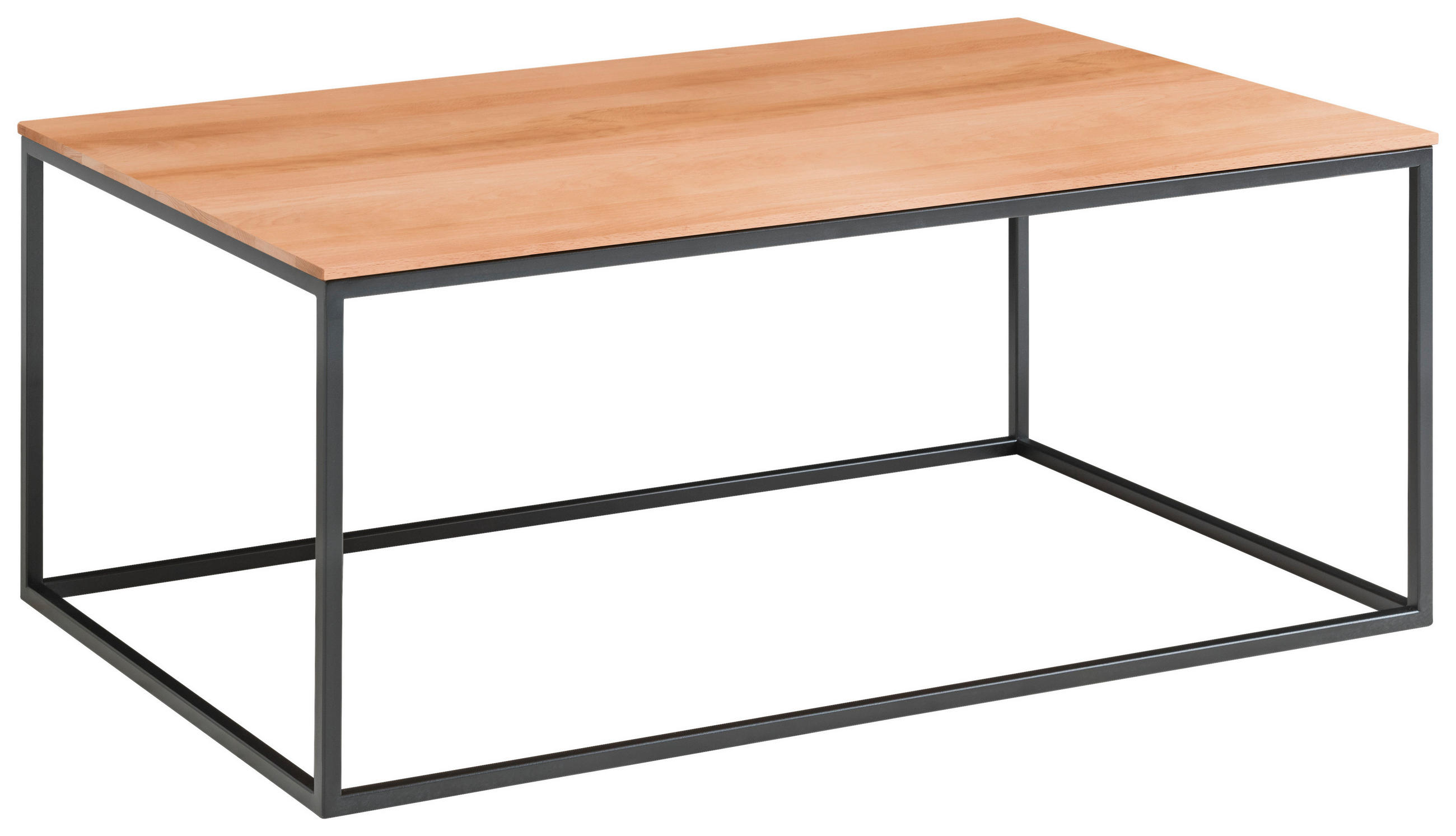 COUCHTISCH Holz 100/60/41,5 cm  - Buchefarben/Schwarz, Design, Holz/Metall (100/60/41,5cm) - Johann Jakob