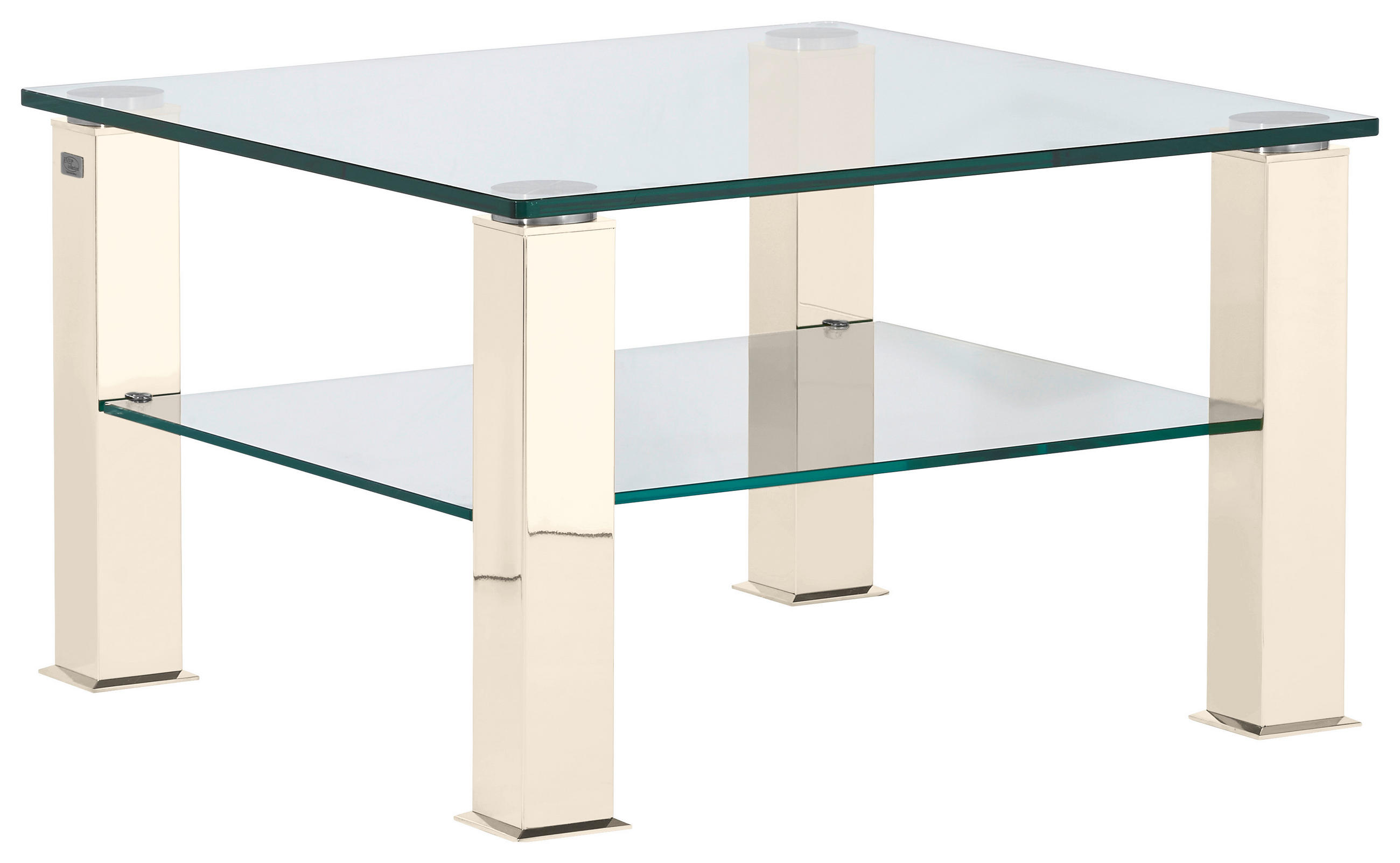 COUCHTISCH in Metall, Glas 75/75/42,5 cm  - Weiss/Creme, Design, Glas/Kunststoff (75/75/42,5cm)
