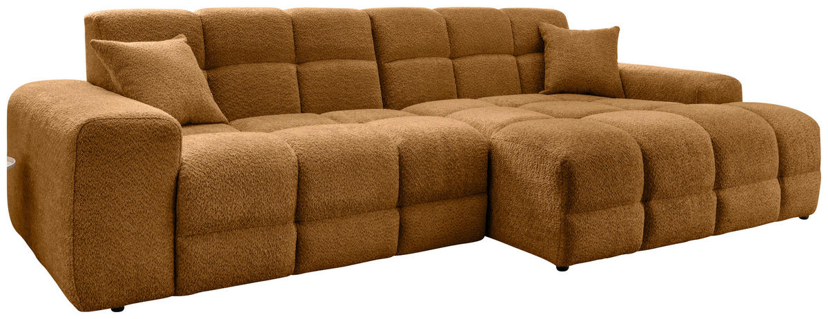 ECKSOFA in Bouclé Goldfarben  - Goldfarben/Schwarz, Modern, Kunststoff/Textil (301/152cm) - Livetastic