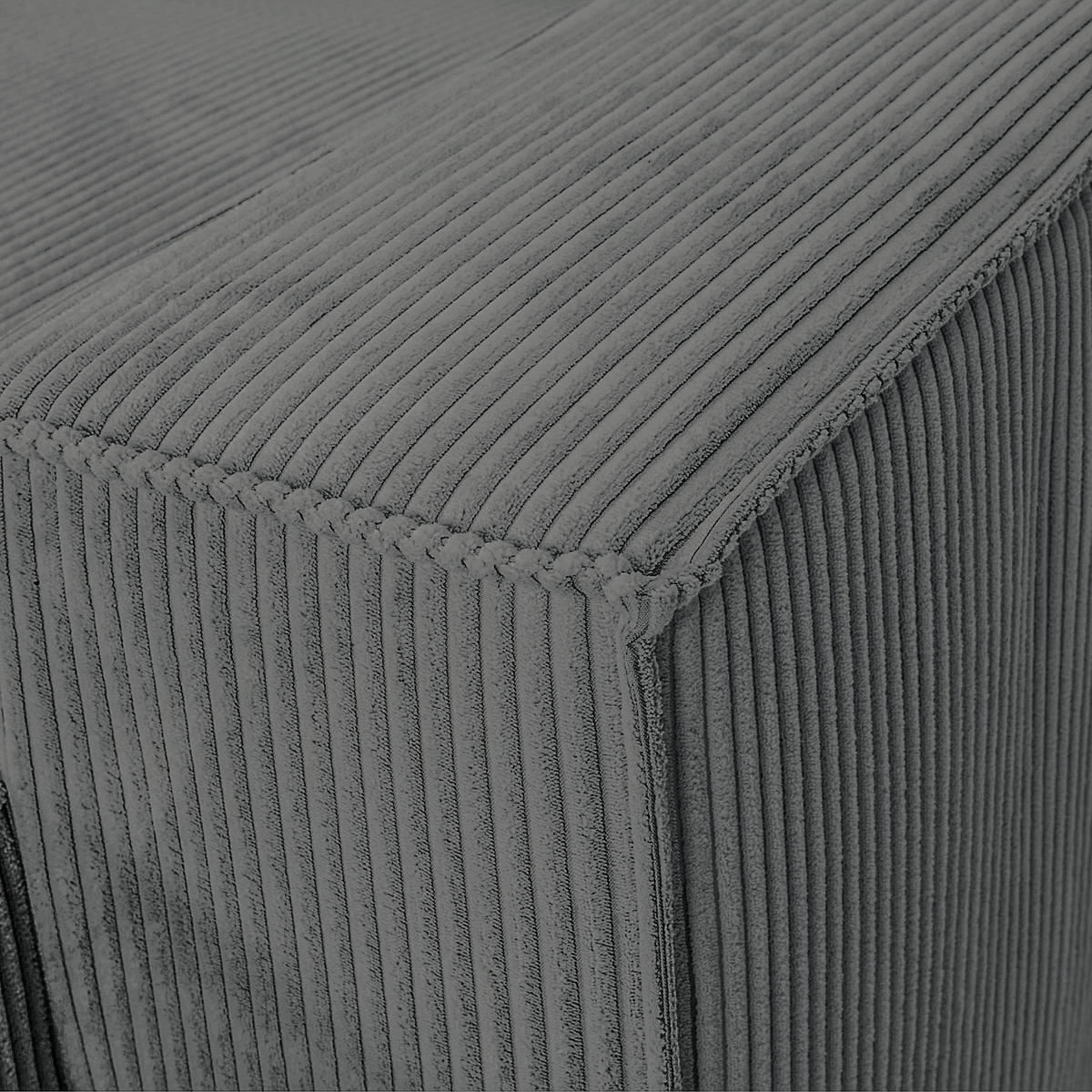 WOHNLANDSCHAFT Dunkelgrau Cord  - Dunkelgrau/Schwarz, KONVENTIONELL, Kunststoff/Textil (155/348/155cm) - Carryhome