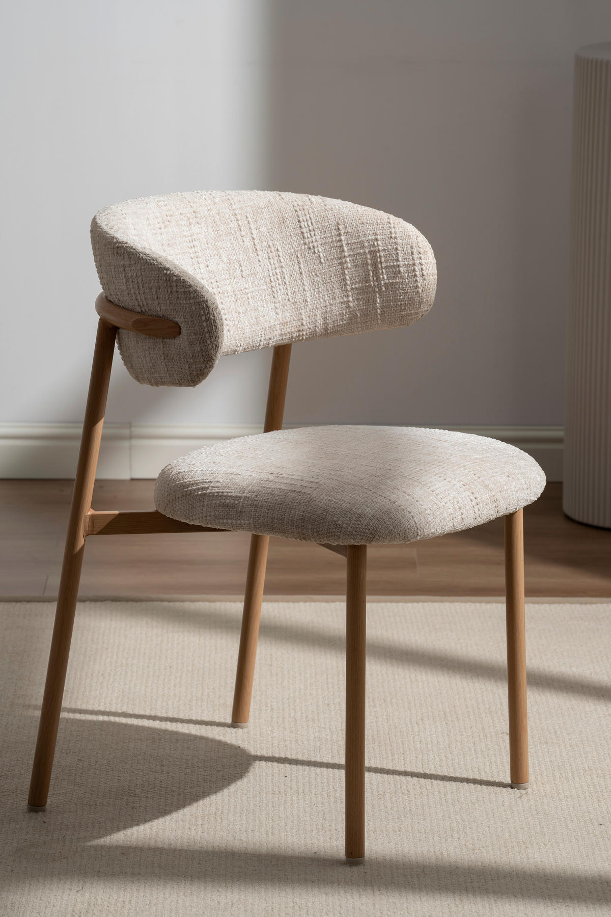 STUHL  in Eisen Leinenoptik Holz, Metall, Textil  - Eichefarben/Beige, Basics, Holz/Textil (55/80/57cm) - Livetastic