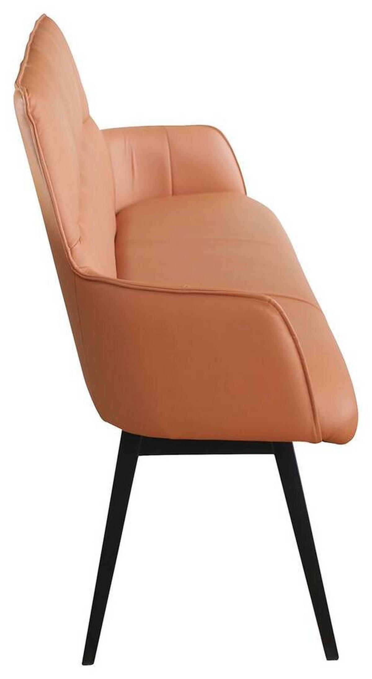 SITZBANK 160/89,5/64 cm Echtleder Cognac Buche massiv  - Cognac/Schwarz, Design, Leder/Holz (160/89,5/64cm) - Novel