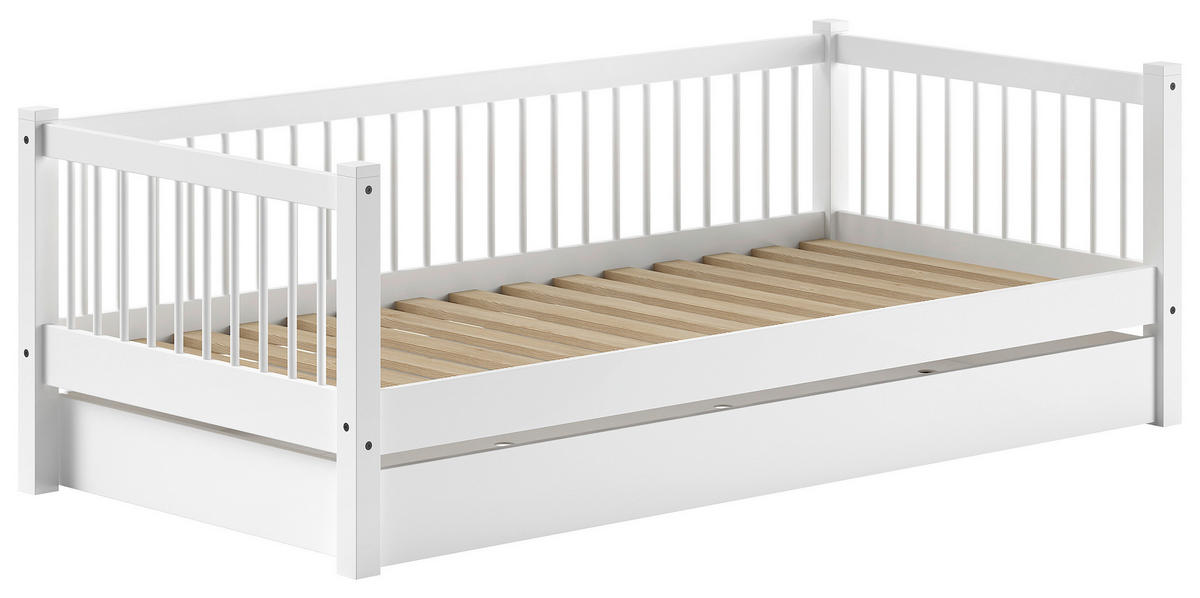 BETT 90/200 cm  in Weiß  - Naturfarben/Weiß, MODERN, Holz (90/200cm) - MID.YOU