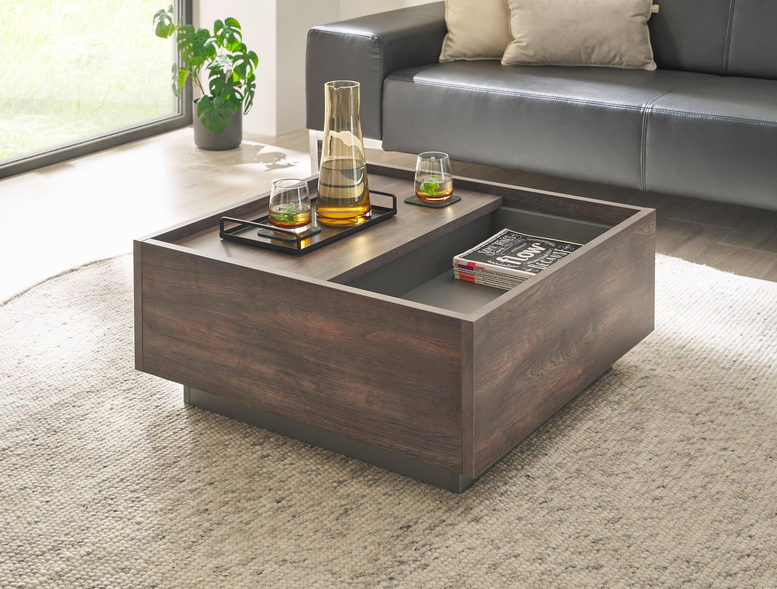 COUCHTISCH rechteckig Eichefarben, Anthrazit  - Eichefarben/Anthrazit, Design, Holzwerkstoff (75/33/75cm) - MID.YOU