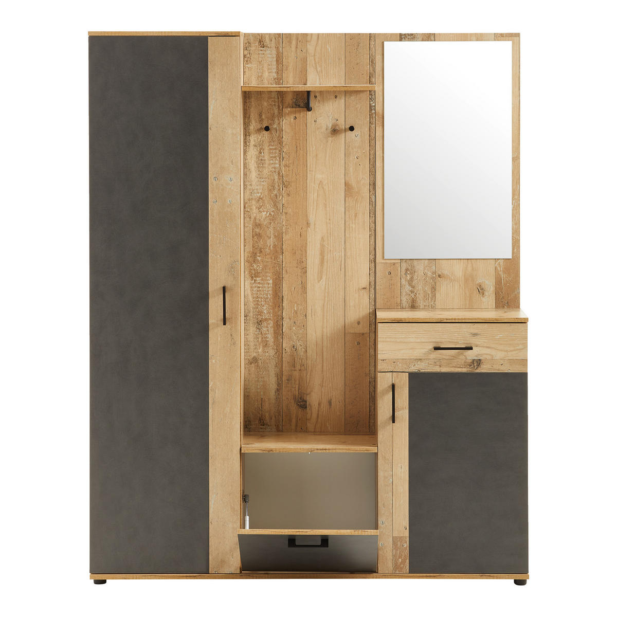 ELŐSZOBAFAL - tölgyfa/antracit, Basics, faalapú anyag (145/184/29cm) - P & B