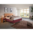 POLSTERBETT Matratze, Lattenrost, Bettkasten Buchefarben, Weinrot 180/200 cm  - Buchefarben/Weinrot, Design, Holz/Textil (180/200cm) - Valnatura