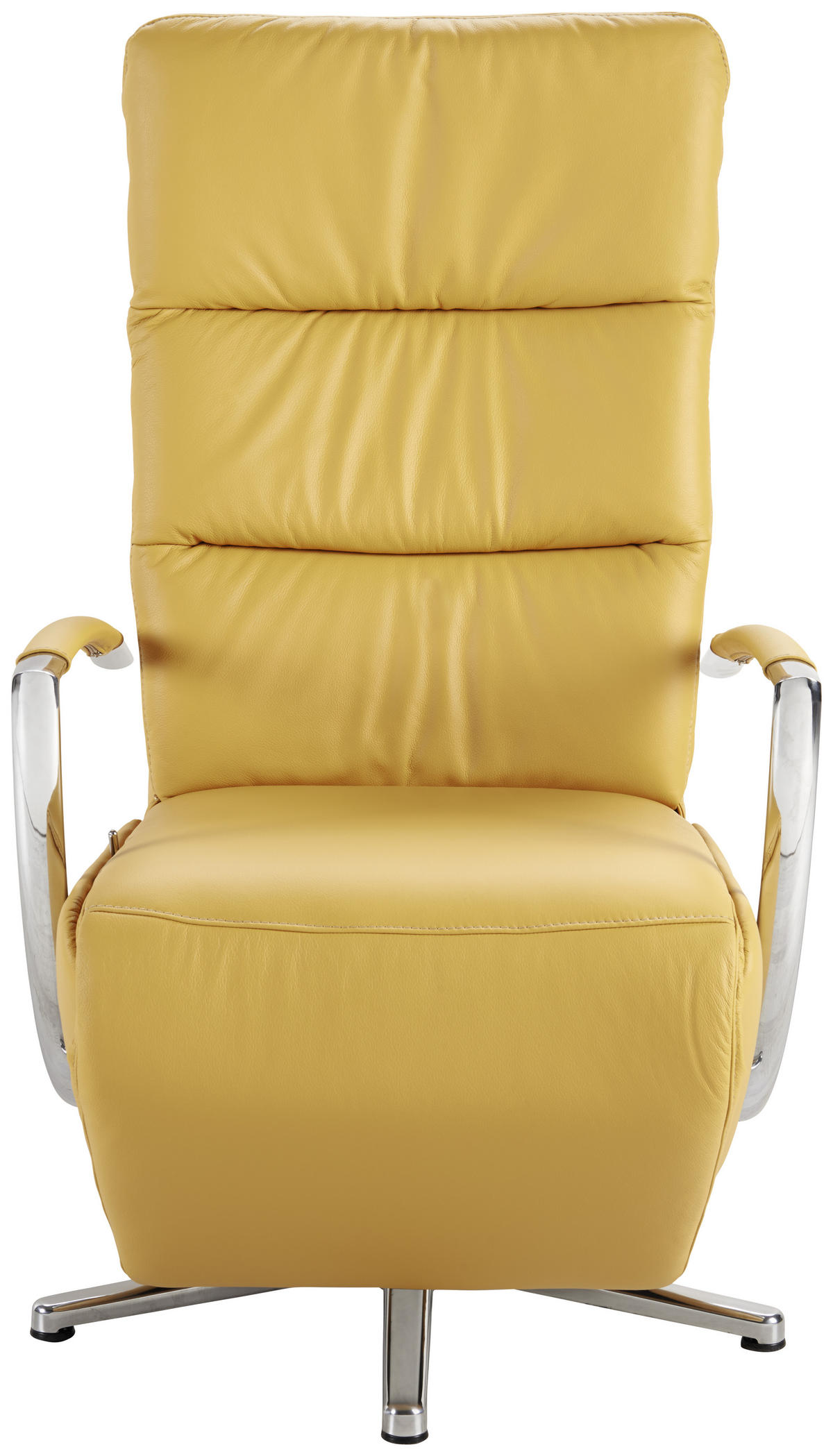 RELAXSESSEL in Leder Currygelb  - Chromfarben/Currygelb, Design, Leder/Metall (64/112/80cm) - Cantus