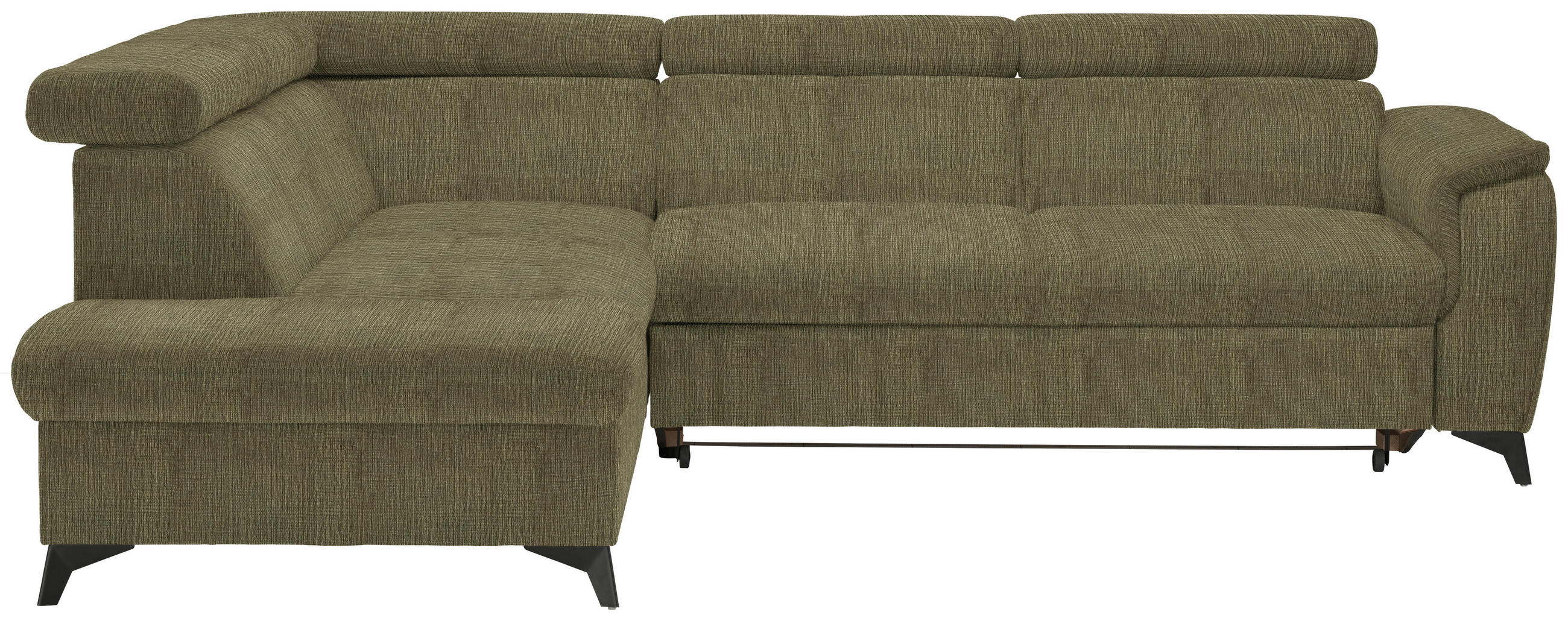 ECKSOFA in Flachgewebe Grün  - Schwarz/Grün, Design, Textil/Metall (203/260cm) - Stylife