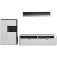 WOHNWAND  in Schwarz, Weiss 278/199/51 cm  - Weiss/Schwarz, Design, Glas/Holzwerkstoff (278/199/51cm) - Stylife