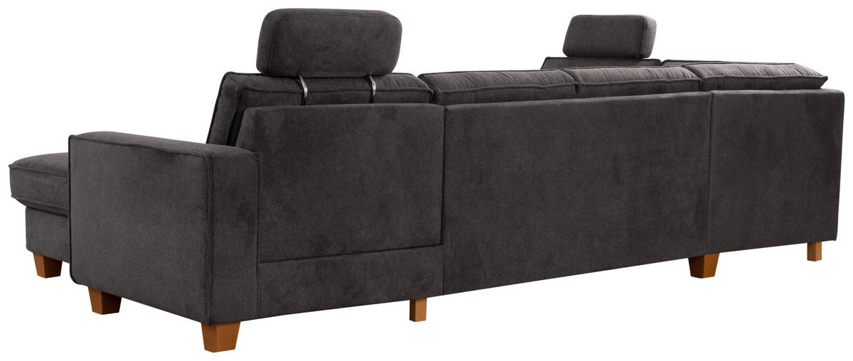 WOHNLANDSCHAFT Dunkelgrau Flachgewebe  - Eichefarben/Dunkelgrau, KONVENTIONELL, Holz/Textil (213/309/161cm) - Sit & More