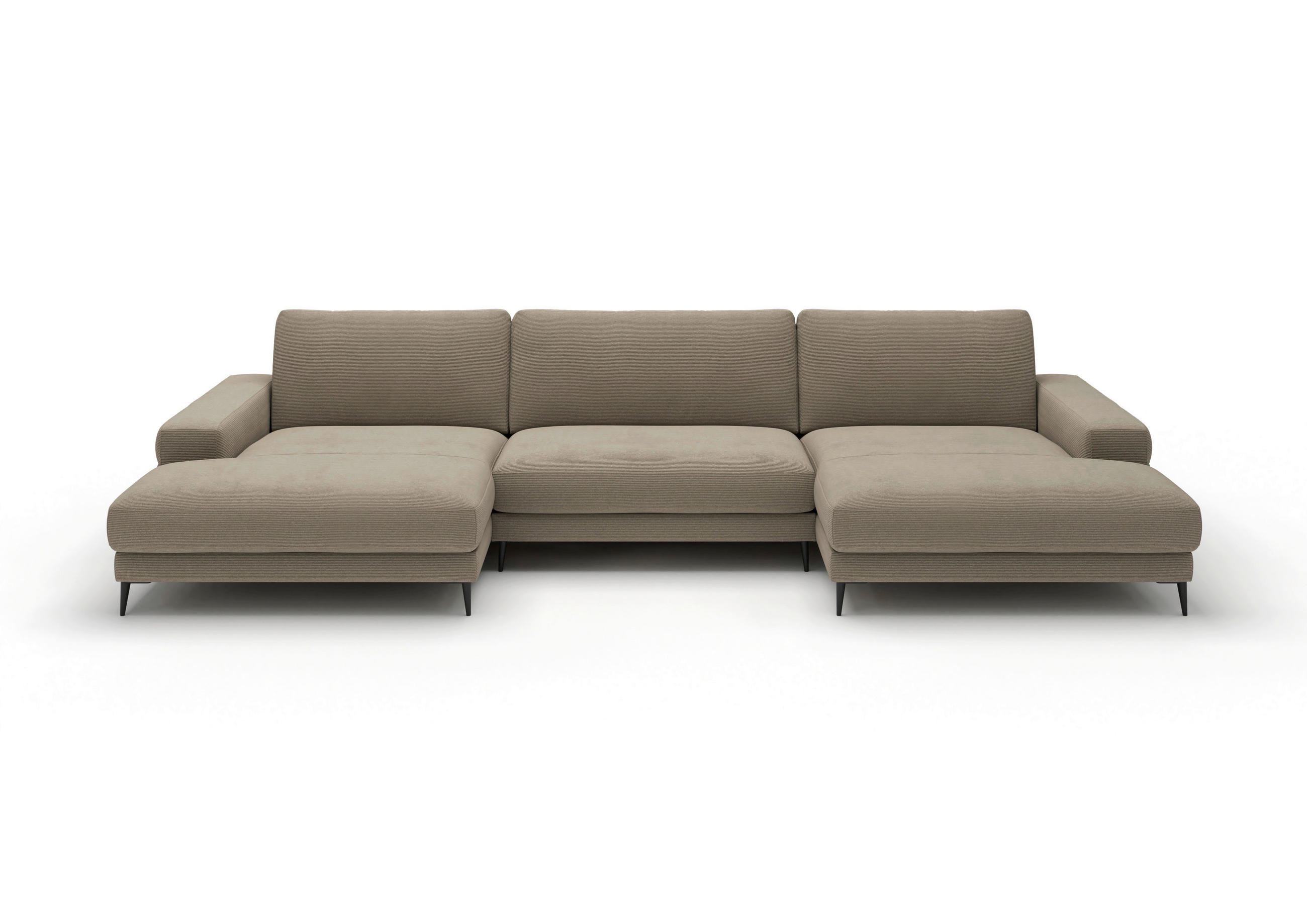 WOHNLANDSCHAFT Badia Base Sandfarben Feincord  - Sandfarben/Schwarz, Design, Textil/Metall (177/376/177cm) - Dieter Knoll