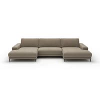 WOHNLANDSCHAFT Badia Base Sandfarben Feincord  - Sandfarben/Schwarz, Design, Textil/Metall (177/376/177cm) - Dieter Knoll