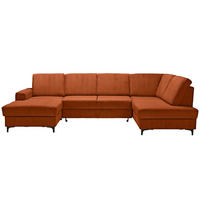 WOHNLANDSCHAFT in Cord Terracotta  - Terracotta/Schwarz, Konventionell, Textil/Metall (167/317/185cm) - Stylife