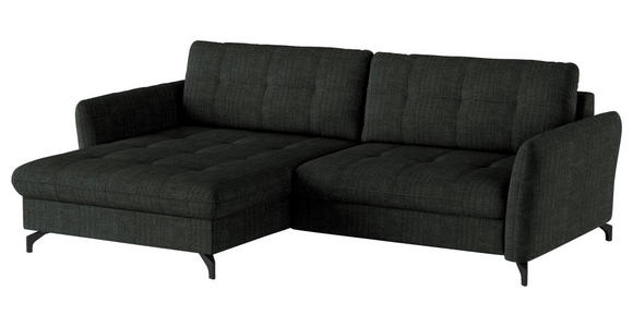 ECKSOFA in Flachgewebe, Leinenoptik Anthrazit  - Anthrazit/Schwarz, Design, Textil/Metall (170/242cm) - Xora