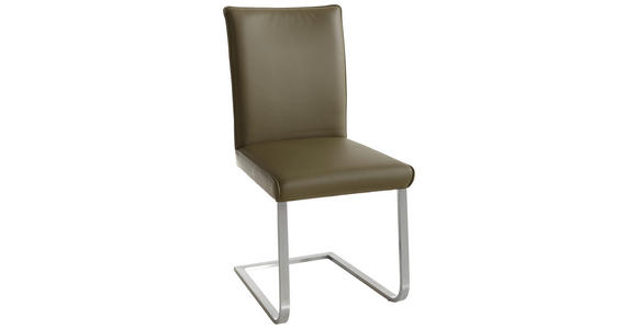 SCHWINGSTUHL in Edelstahl Echtleder pigmentiert - Edelstahlfarben/Grün, Design, Leder/Metall (47/99/62cm) - Moderano