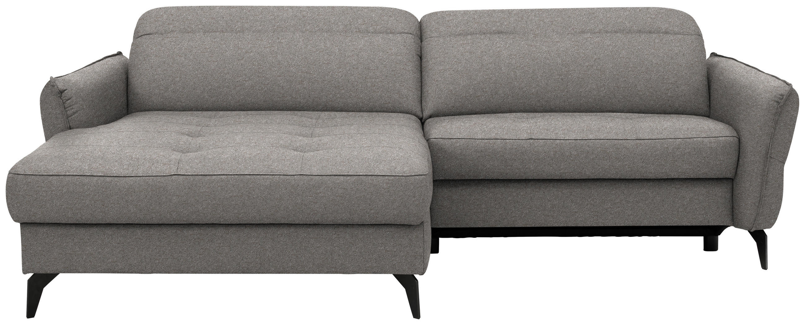ECKSOFA Flachgewebe Greige  - Greige/Schwarz, Design, Textil/Metall (175/246cm) - Celina