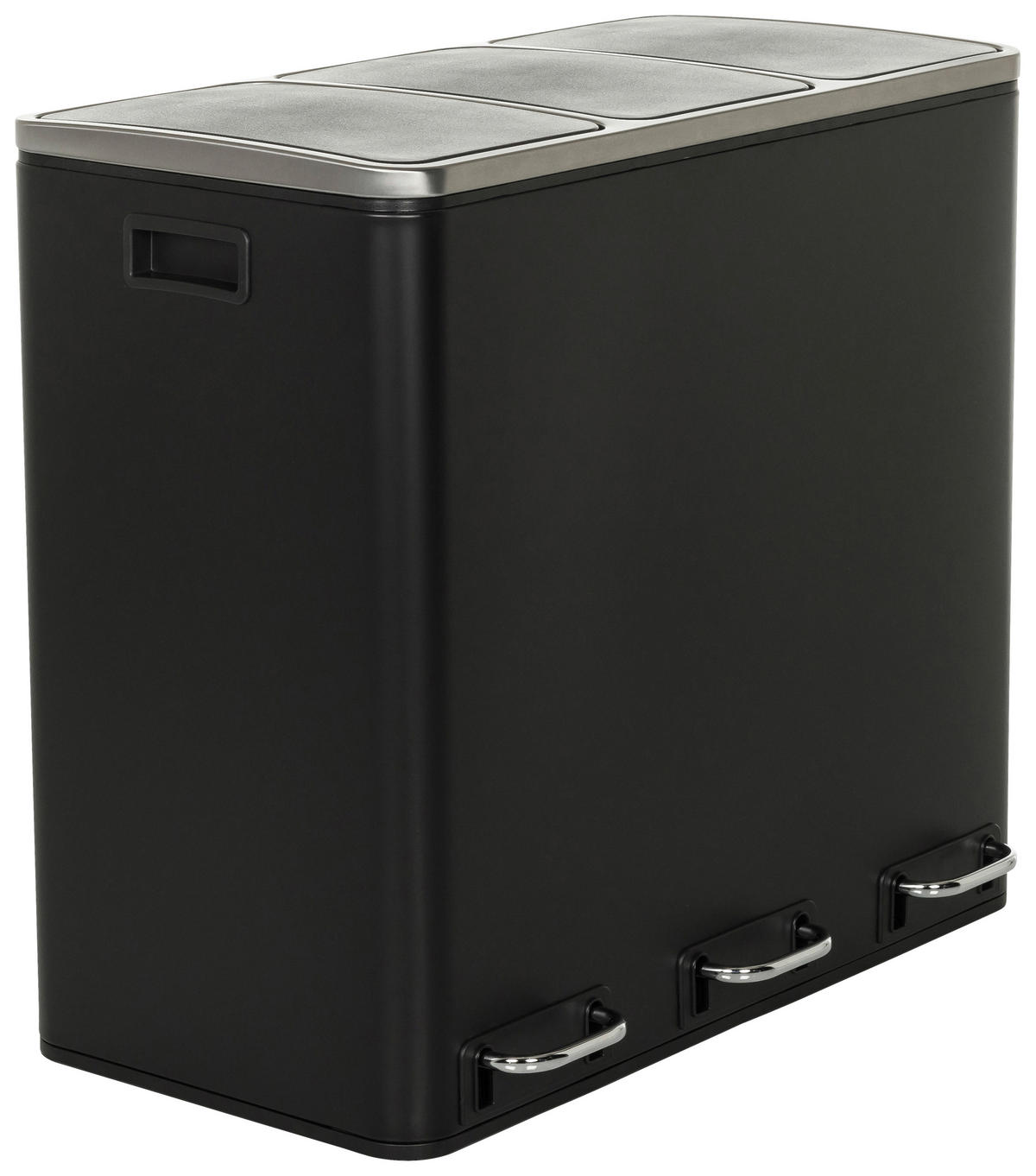 ABFALLSAMMLER 3 x 18  L  - Schwarz, MODERN, Kunststoff/Metall (61.0/56.0/31.5cm) - MID.YOU