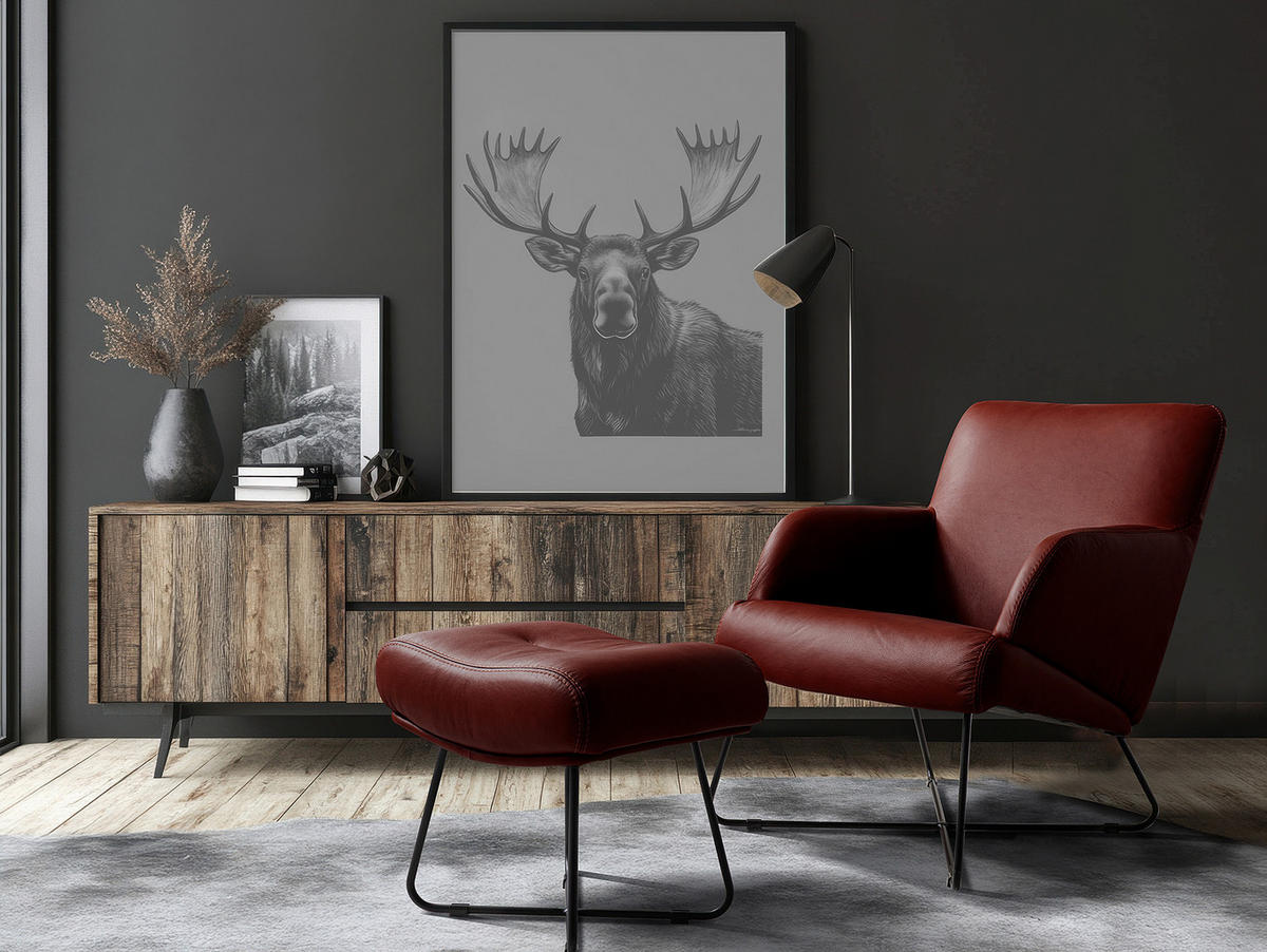 SESSEL in Echtleder Kirschrot  - Schwarz/Kirschrot, Design, Leder/Metall (67/87/74cm) - Livetastic