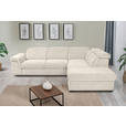 ECKSOFA Creme Flachgewebe Bettkasten, Schlaffunktion, Rücken echt, Liegefläche im Originalstoff  - Creme/Schwarz, KONVENTIONELL, Kunststoff/Textil (280/235cm) - Carryhome