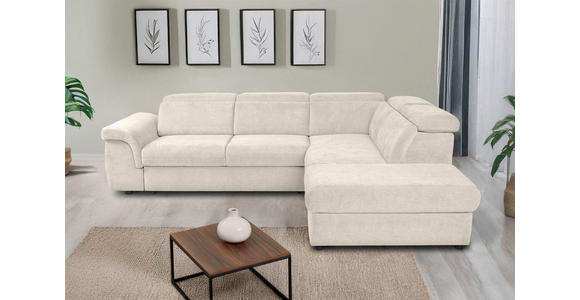 ECKSOFA Creme Flachgewebe Bettkasten, Schlaffunktion, Rücken echt, Liegefläche im Originalstoff  - Creme/Schwarz, KONVENTIONELL, Kunststoff/Textil (280/235cm) - Carryhome
