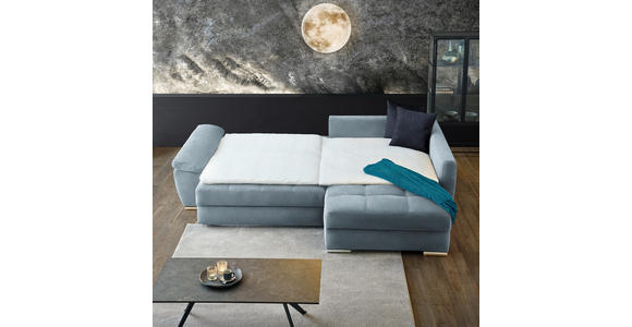 ECKSOFA in Webstoff Hellblau  - Chromfarben/Silberfarben, Design, Kunststoff/Textil (276/212cm) - Carryhome