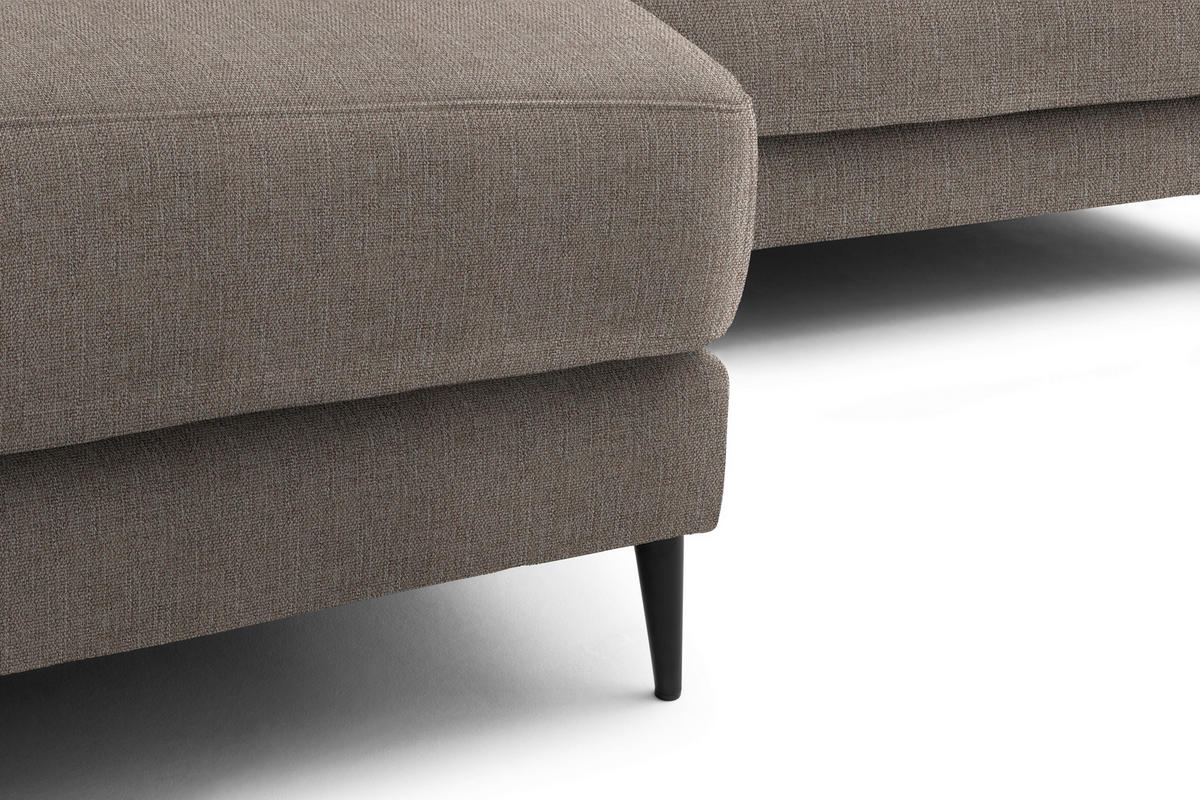 ECKSOFA in Flachgewebe Taupe  177/253 cm  - Taupe/Schwarz, Design, Textil/Metall (177/253cm) - Dieter Knoll